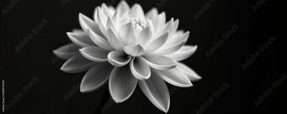 Fototapeta premium Stunning black and white dahlia, high contrast, sharp detail, high resolution, flower, bloom