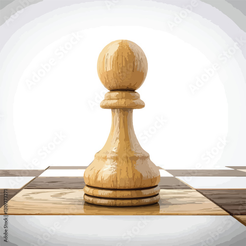 Lonely Wooden Pawn on Game Board