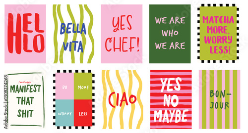 Abstract Vibrant poster with bold typography and fun sayings, perfect for wall art, postcards, home decor. Ready to print art dopamine prints for T-shirt graphic, ad banners, social media. 