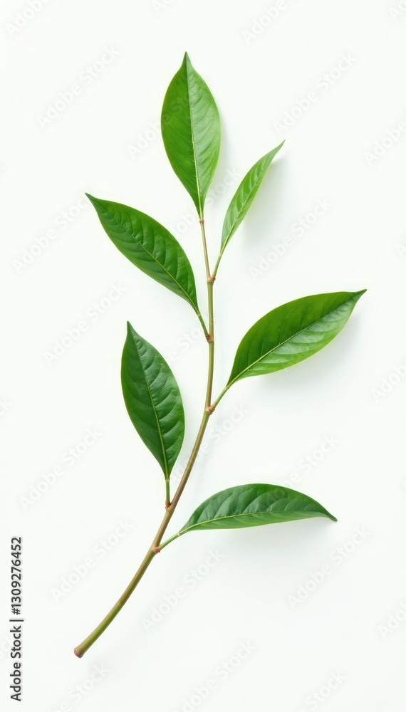 Fototapeta premium Single isolated branch on white background with gentle curves and soft light, plant, elegant