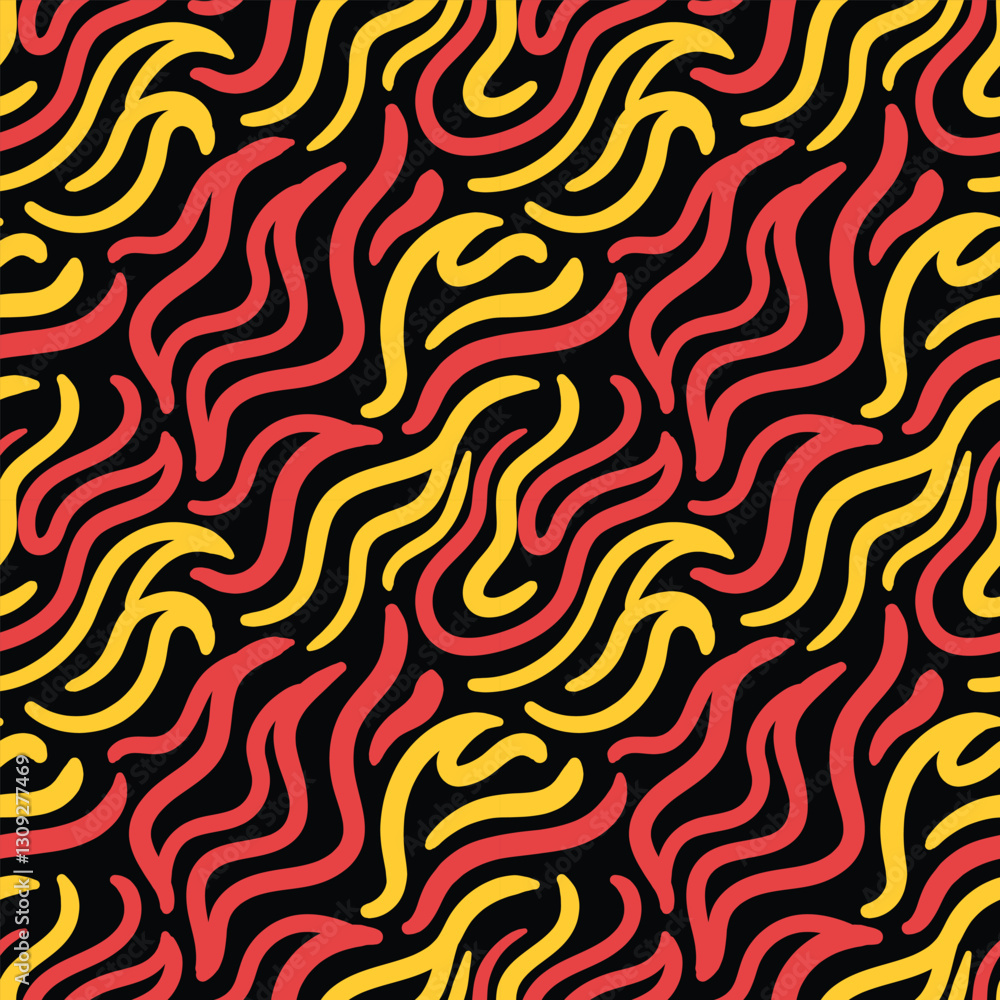 Fototapeta premium Fire doodle seamless pattern. Hand drawn fire doodle for seamless pattern.