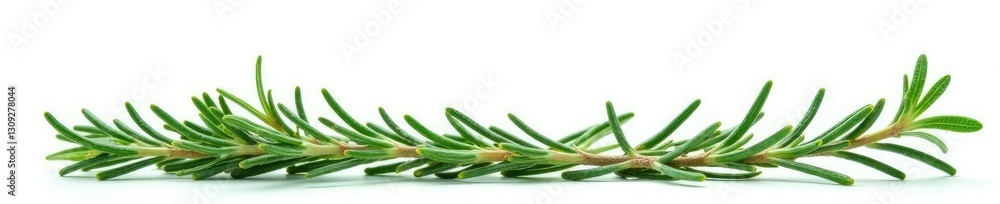 Sprigs of rosemary against bright white backdrop, botanical, foliage, herbaceous Sprigs of rosemary against bright white backdrop, botanical, foliage, herbaceous