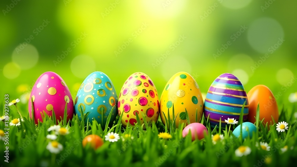 easter eggs on green grass easter eggs on green grass