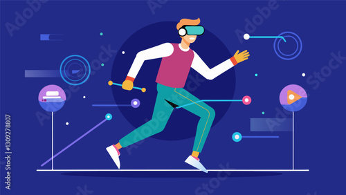 The VR technology accurately tracks your movements providing realtime feedback and corrections to enhance your posture and performance.. Vector illustration