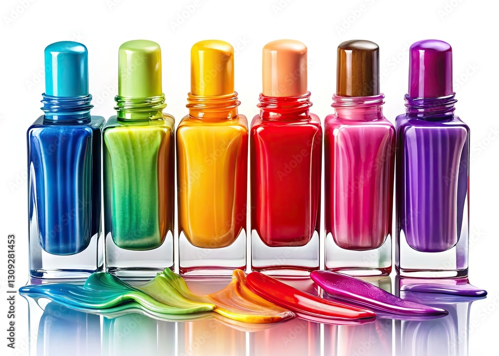 White background showcases vibrant nail polish smears, creating an abstract texture perfect for beauty and manicure design inspiration. White background showcases vibrant nail polish smears, creating an abstract texture perfect for beauty and manicure design inspiration.