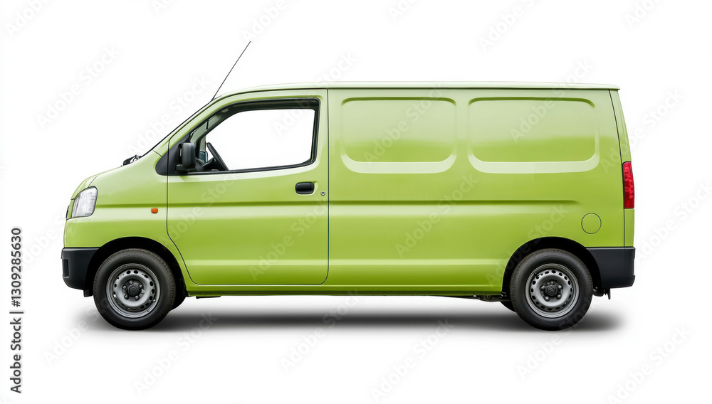 Fourgon vert moderne, vue latérale, design élégant et professionnel. Fourgon vert moderne, vue latérale, design élégant et professionnel.