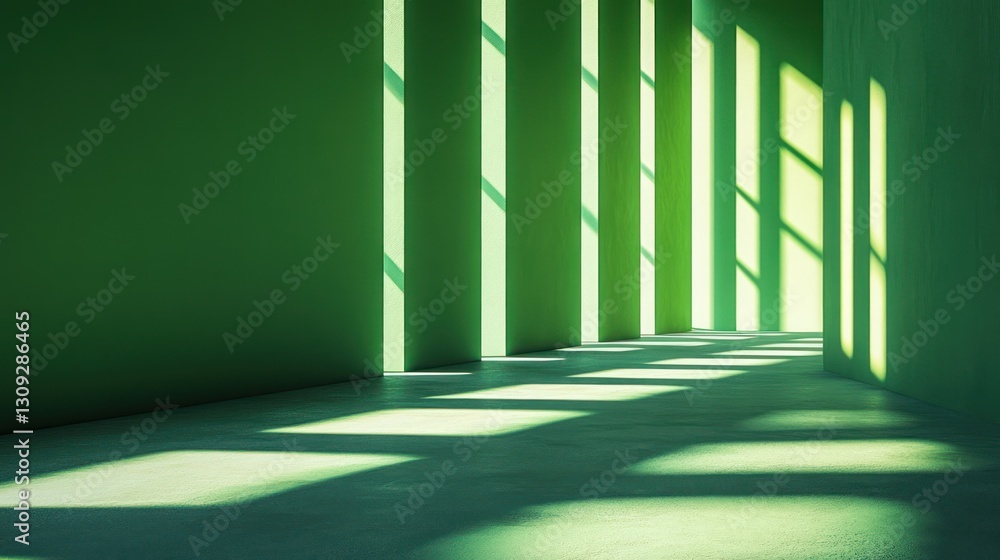 Fototapeta premium Green room sunlight shadows interior design