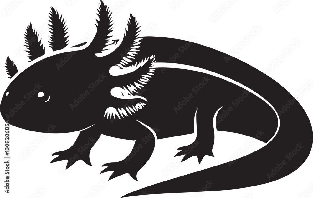 Naklejka premium axolotl clip art vector, axolotl silhouette vector, axolotl vector illustration, axolotl logo vector, axolotl vector icon, axolotl silhouette vector isolated on white background full body