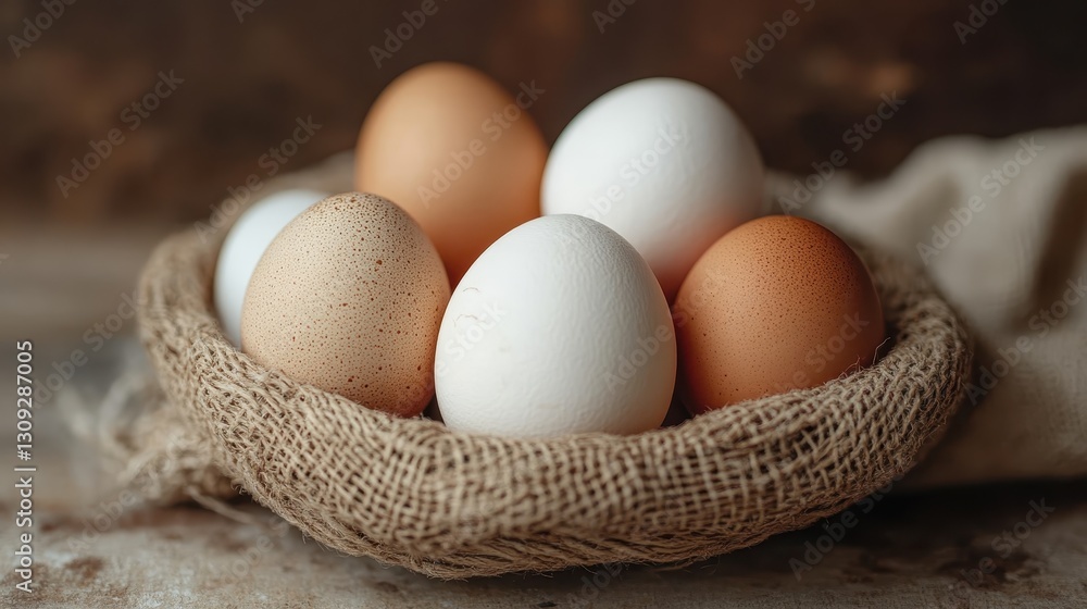 A serene arrangement of fresh farm eggs in a rustic nest emphasizes the beauty of nature's bounty, perfect for culinary or lifestyle themes. A serene arrangement of fresh farm eggs in a rustic nest emphasizes the beauty of nature's bounty, perfect for culinary or lifestyle themes.