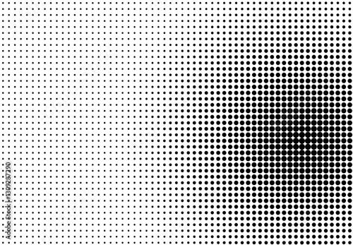 Right Side Clustered Black and White Halftone Gradient