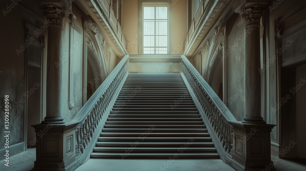 Fototapeta premium Mysterious staircase leading to an unknown school that exists only in dreams