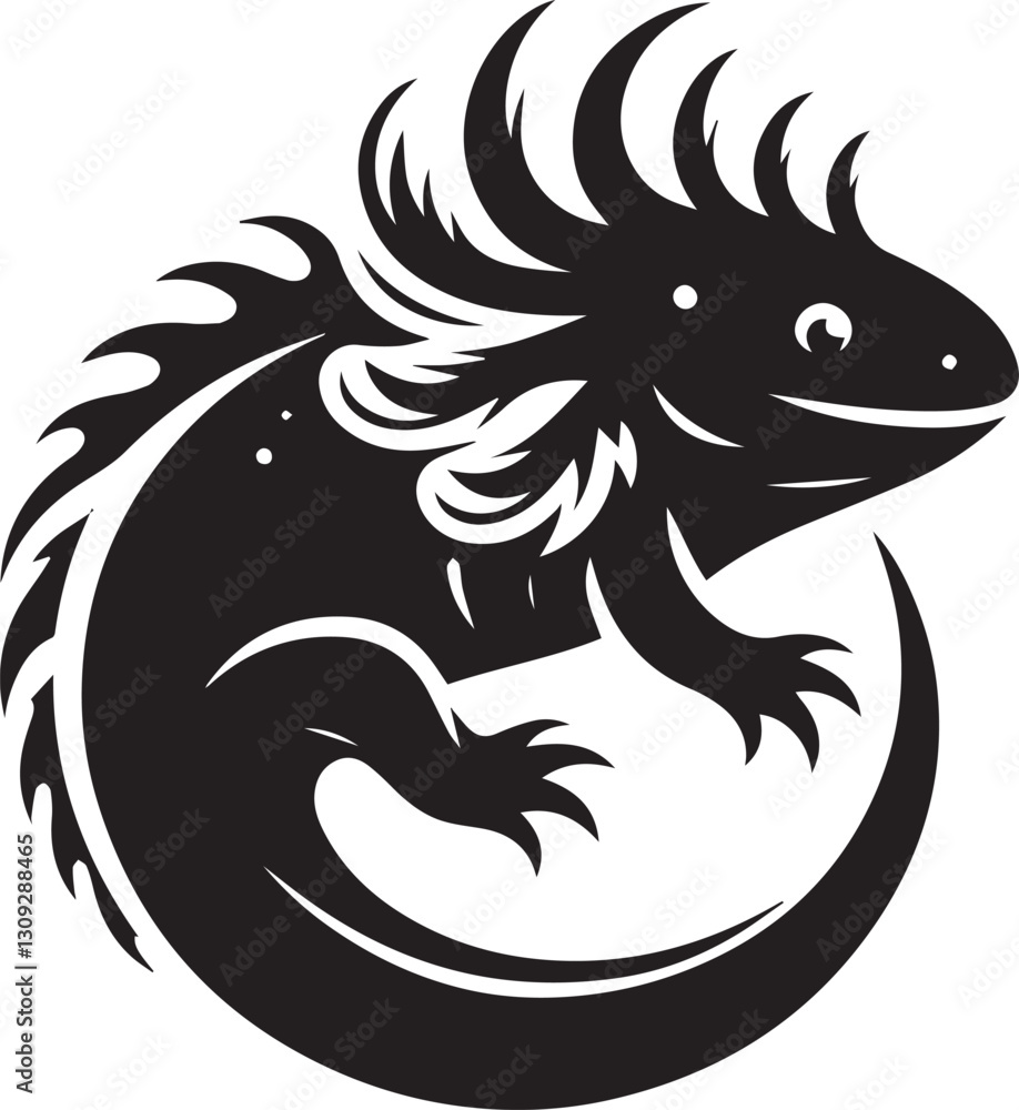 Obraz premium axolotl clip art vector, axolotl silhouette vector, axolotl vector illustration, axolotl logo vector, axolotl vector icon, axolotl silhouette vector isolated on white background full body