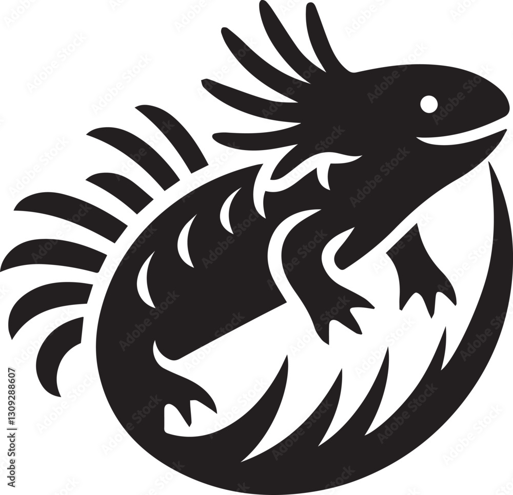 Obraz premium axolotl clip art vector, axolotl silhouette vector, axolotl vector illustration, axolotl logo vector, axolotl vector icon, axolotl silhouette vector isolated on white background full body