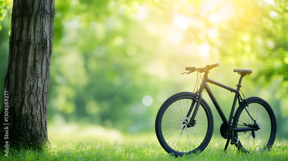 A single bicycle leaning against a tree in a natural environment, symbolizing solitude, peace, and a connection with nature in a serene outdoor setting.
A single bicycle leaning against a tree in a natural environment, symbolizing solitude, peace, and a connection with nature in a serene outdoor setting.