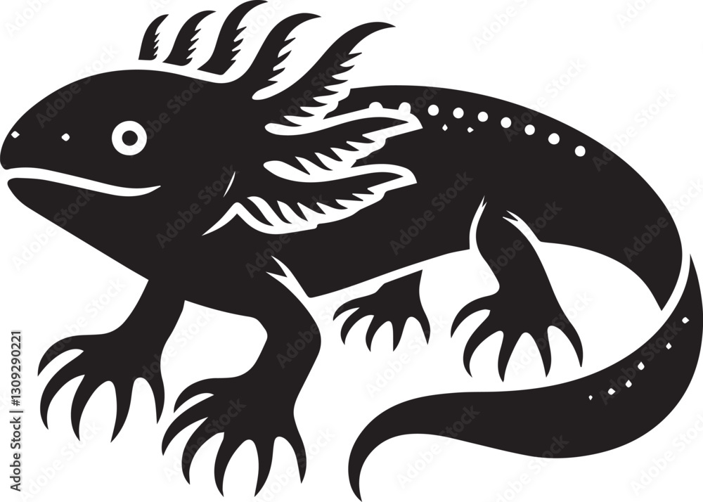 Obraz premium axolotl clip art vector, axolotl silhouette vector, axolotl vector illustration, axolotl logo vector, axolotl vector icon, axolotl silhouette vector isolated on white background full body