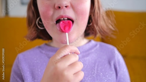 Sweet moments with a heart shaped lollipop at home
