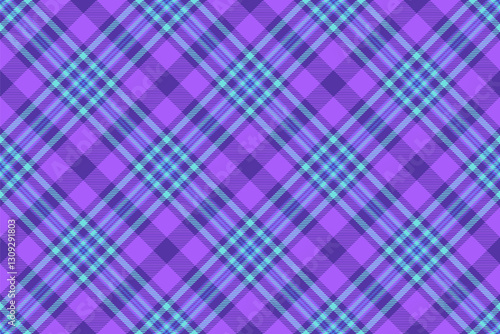 Layer plaid seamless background, striped check fabric texture. Old-fashioned tartan vector textile pattern in indigo and violet colors.