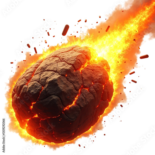 
Blazing Meteorite Across Space falling at high speed