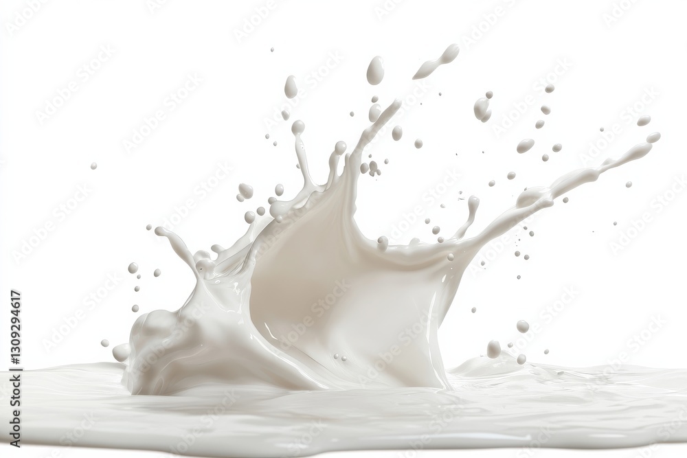 Splash of Fresh Milk with White Background and Fluid Motion Effects Splash of Fresh Milk with White Background and Fluid Motion Effects