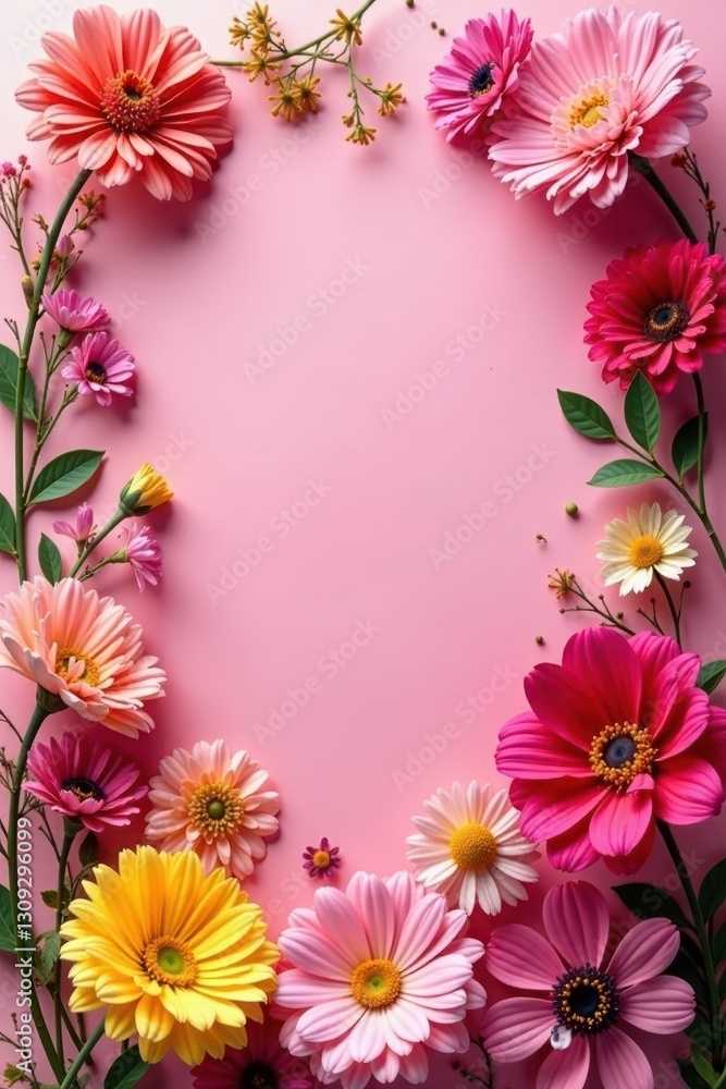 Vibrant pink backdrop, assorted blooms, diverse textures , texture, macro Vibrant pink backdrop, assorted blooms, diverse textures , texture, macro