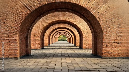 Wallpaper Mural Endless Brick Archway: A Symphony in Red Torontodigital.ca