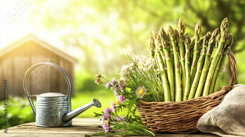 fresh asparagus in a basket