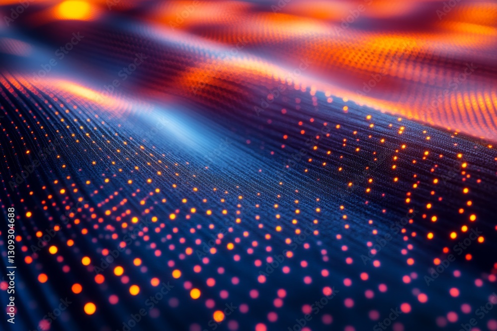 Abstract Digital Wave Background Glowing Orange and Blue Particles in Motion Abstract Digital Wave Background Glowing Orange and Blue Particles in Motion