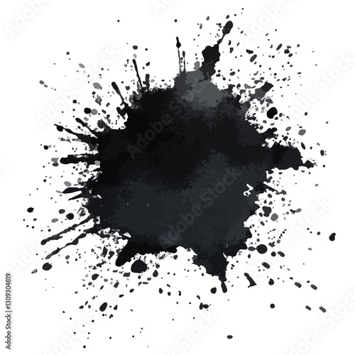 Black Powder Splash Paint Watercolor Isolated Close Up