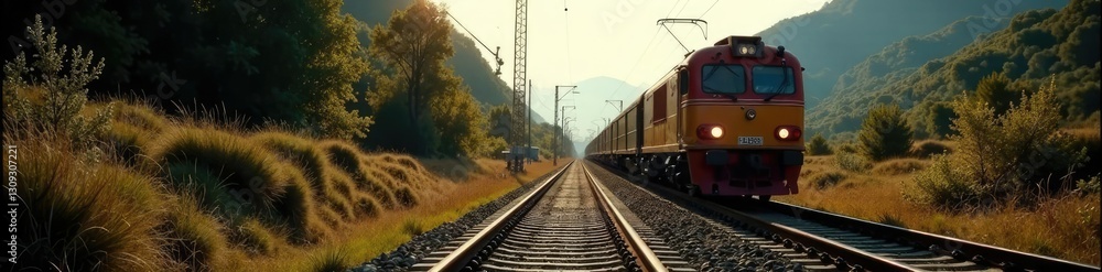 Fototapeta premium donna posa lungo la Ferrovia con la sua macchina, donna, oggetti, strada