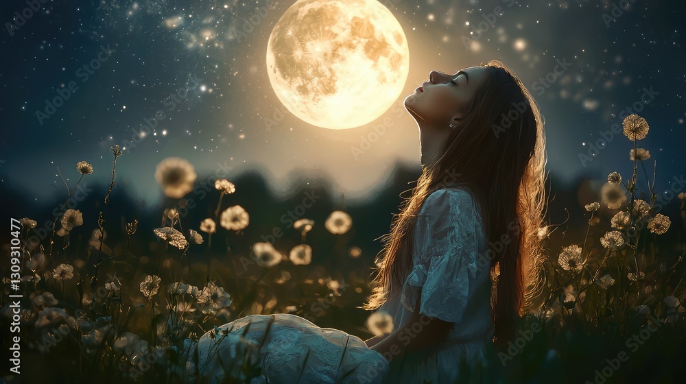 A girl dreaming with a soft, glowing moon shining above her. photo --ar 16:9 --quality 2 --style raw --v 6.1 Job ID: ce3b1c95-2a8e-4730-a774-050c096b80ae A girl dreaming with a soft, glowing moon shining above her. photo --ar 16:9 --quality 2 --style raw --v 6.1 Job ID: ce3b1c95-2a8e-4730-a774-050c096b80ae