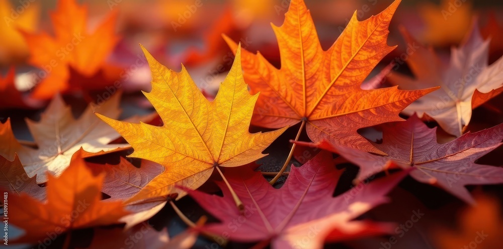 Close-up of fallen maple leaves, showing intricate detail, photography, yellow maple leaf Close-up of fallen maple leaves, showing intricate detail, photography, yellow maple leaf