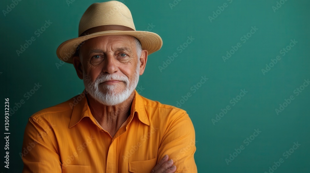 A thoughtful elderly man gazes with intent from behind a hat, his gentle smirk conveying wisdom and life experience against a muted background. A thoughtful elderly man gazes with intent from behind a hat, his gentle smirk conveying wisdom and life experience against a muted background.