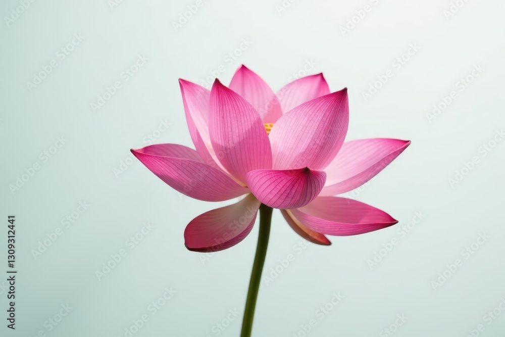 Single pink lotus blossom, minimal white backdrop, close-up, flower, buddhism Single pink lotus blossom, minimal white backdrop, close-up, flower, buddhism