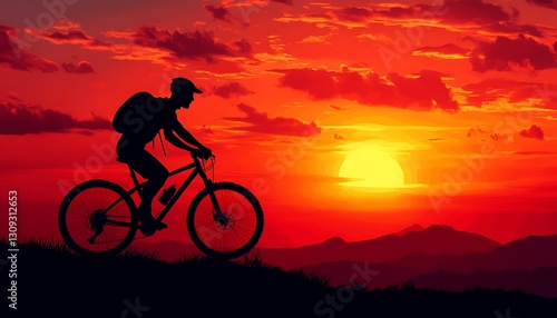Wallpaper Mural Silhouette of cyclist at sunset. Torontodigital.ca