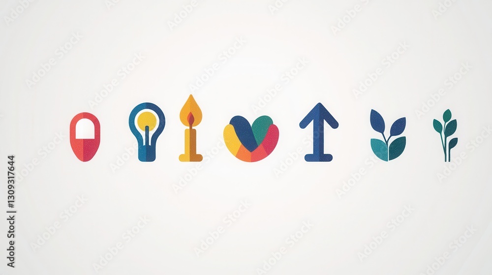 Set of Minimalist Wellness and Personal Growth Icons Representing Lifestyle Health and Holistic Concepts for Mindfulness Themes Set of Minimalist Wellness and Personal Growth Icons Representing Lifestyle Health and Holistic Concepts for Mindfulness Themes