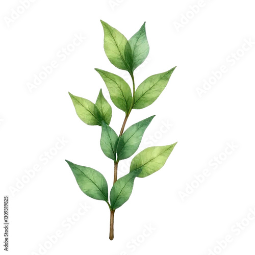 Watercolor leaves artwork botanical illustration nature artistic environment close-up view serenity concept