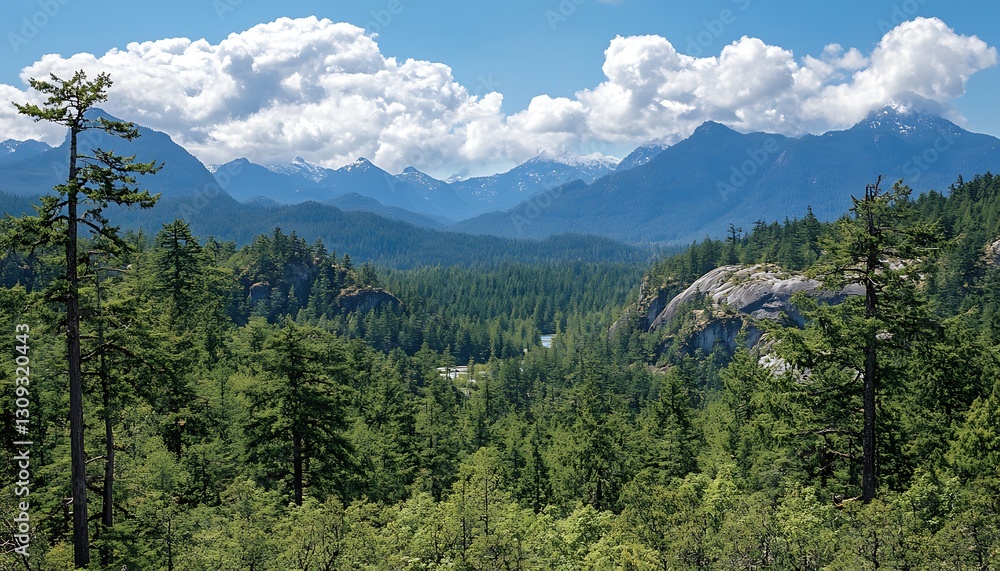Obraz premium Mountain Valley View; Forest Landscape