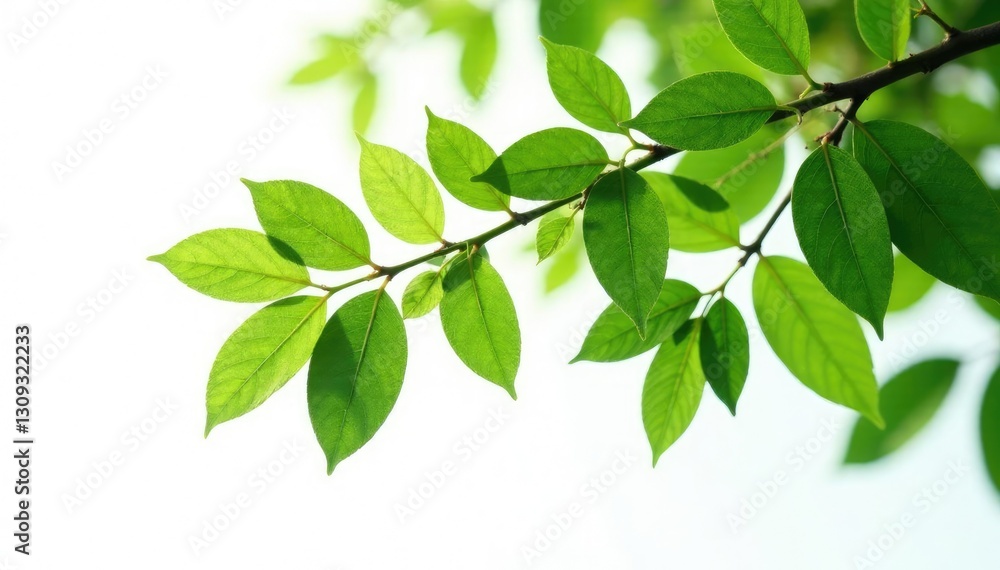 Leaves and stems of a tree isolated on white background, tree, botanical Leaves and stems of a tree isolated on white background, tree, botanical