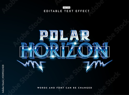 fantasy futuristic polar horizon space sci fi text effect with silver blue chrome gradient color