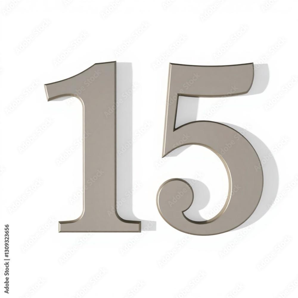 High-resolution, commercial-quality stock photo featuring the number 15 in a classic serif font, with excellent lighting and detail High-resolution, commercial-quality stock photo featuring the number 15 in a classic serif font, with excellent lighting and detail