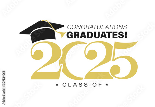 Class of 2025 vector illustration. Festive celebration design for graduation events and announcements. Congratulations graduates design template for social media posts to honor graduates.