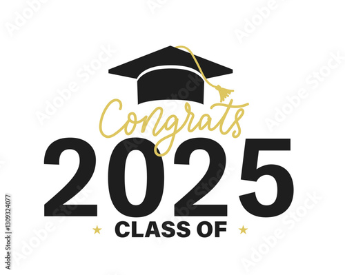 Class of 2025 vector illustration. Festive celebration design for graduation events and announcements. Congratulations graduates design template for social media posts to honor graduates.