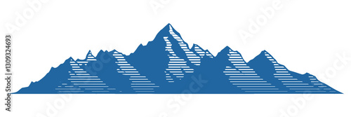 Mountain line art vector drawing, imitation of mountain ranges, abstract stylization, minimalism