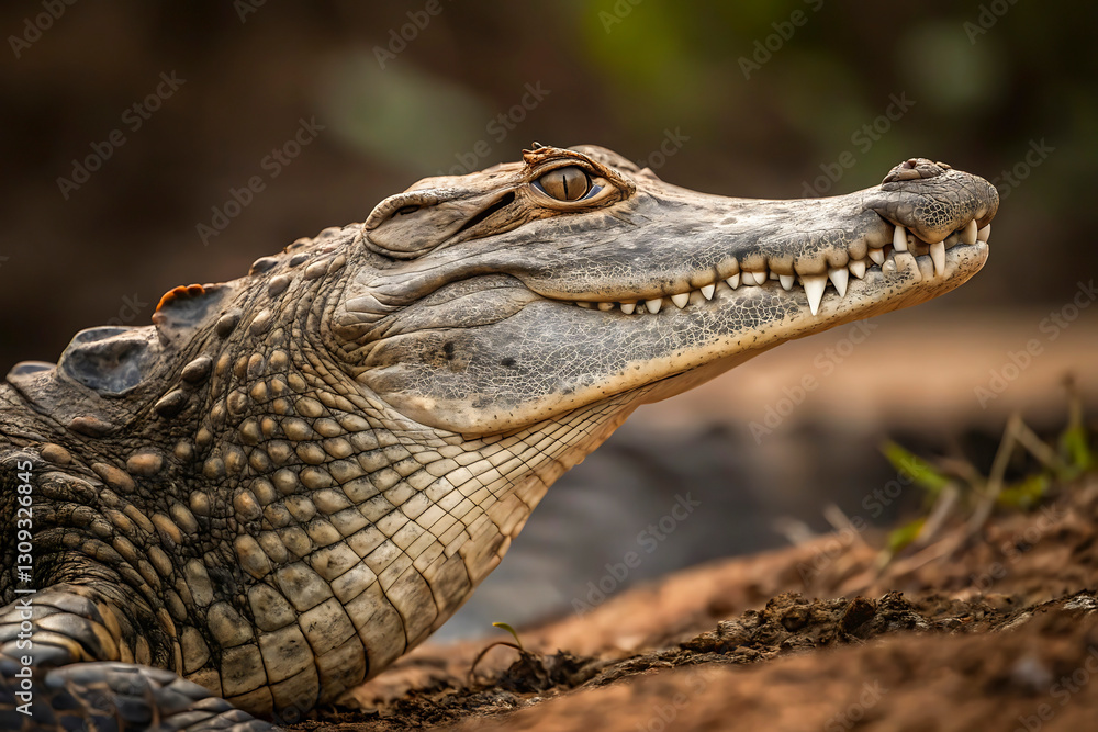 Fototapeta premium A Powerful Crocodile Portrait Capturing Its Fearsome Expression
