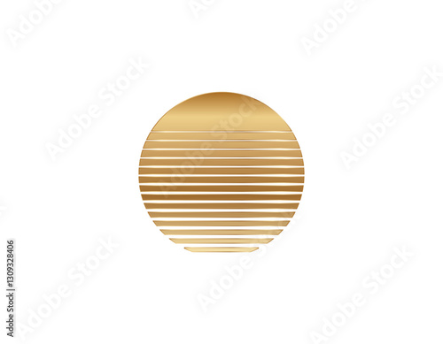 A retro-style sun circle with horizontal geometric lines, reminiscent of the eighties and nineties design trends, adding a vibrant and nostalgic touch.