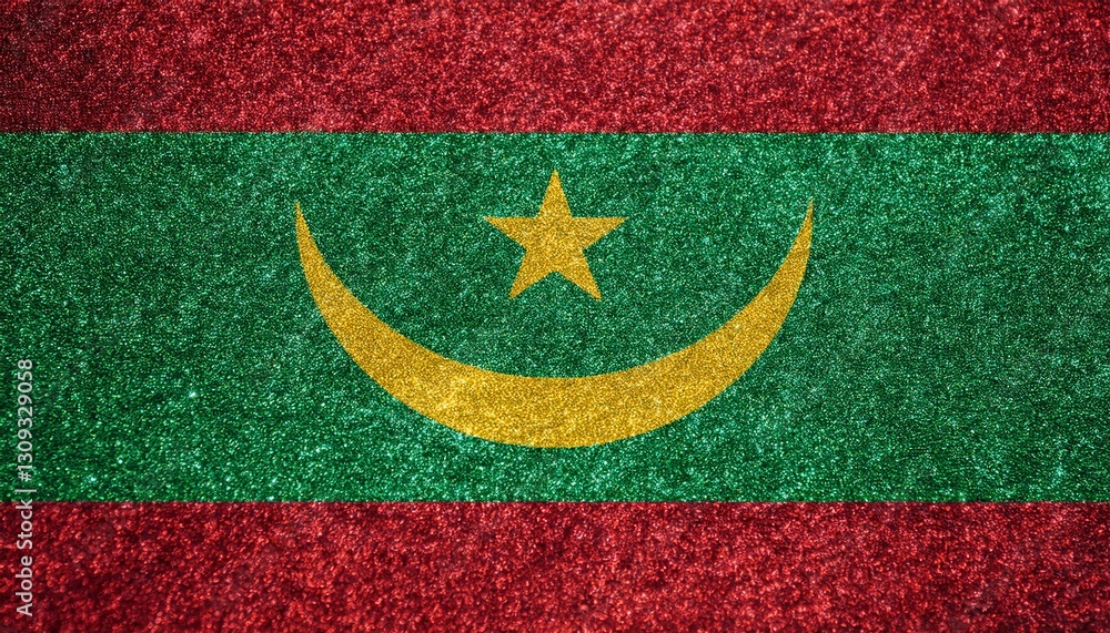 Fototapeta premium キラキラしているモーリタニアの国旗(glitter Mauritania flag)
