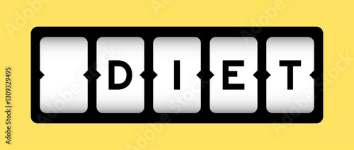 Black color in word diet on slot banner with yellow color background