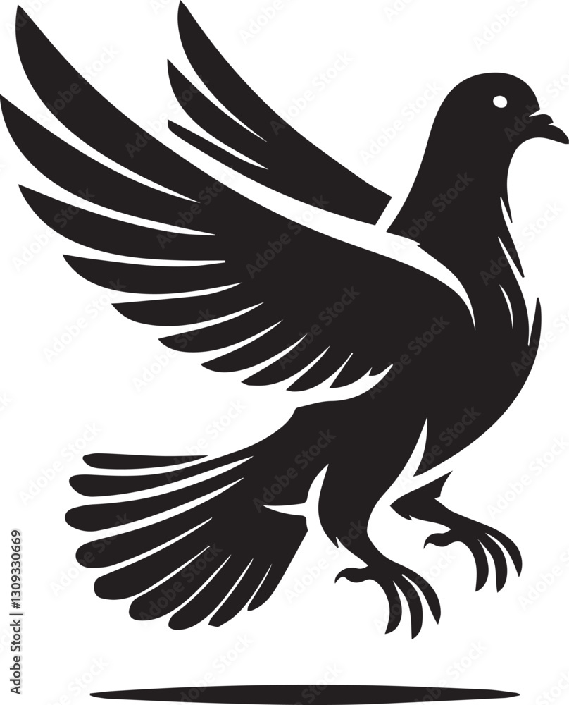 Fototapeta premium black dove bird clip art vector, dove bird silhouette vector, dove bird vector illustration, dove bird logo vector, dove bird vector icon, dove bird silhouette vector isolated on white background full