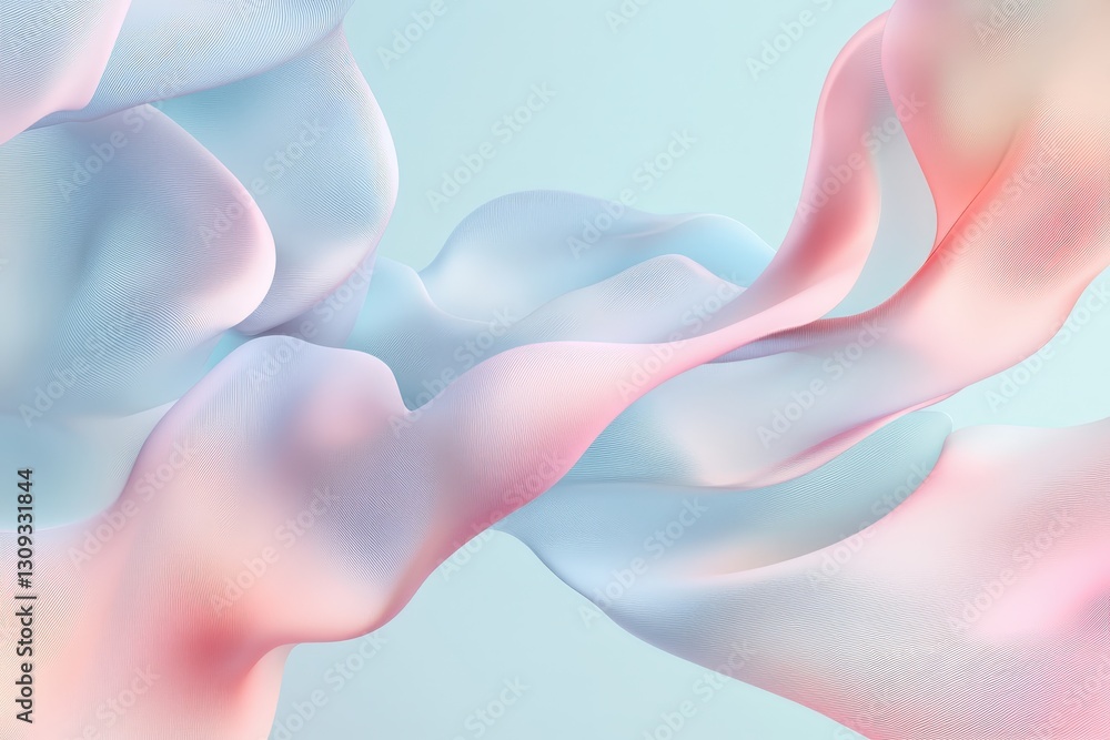 Pastel colored fabric flowing gracefully against a light background Pastel colored fabric flowing gracefully against a light background