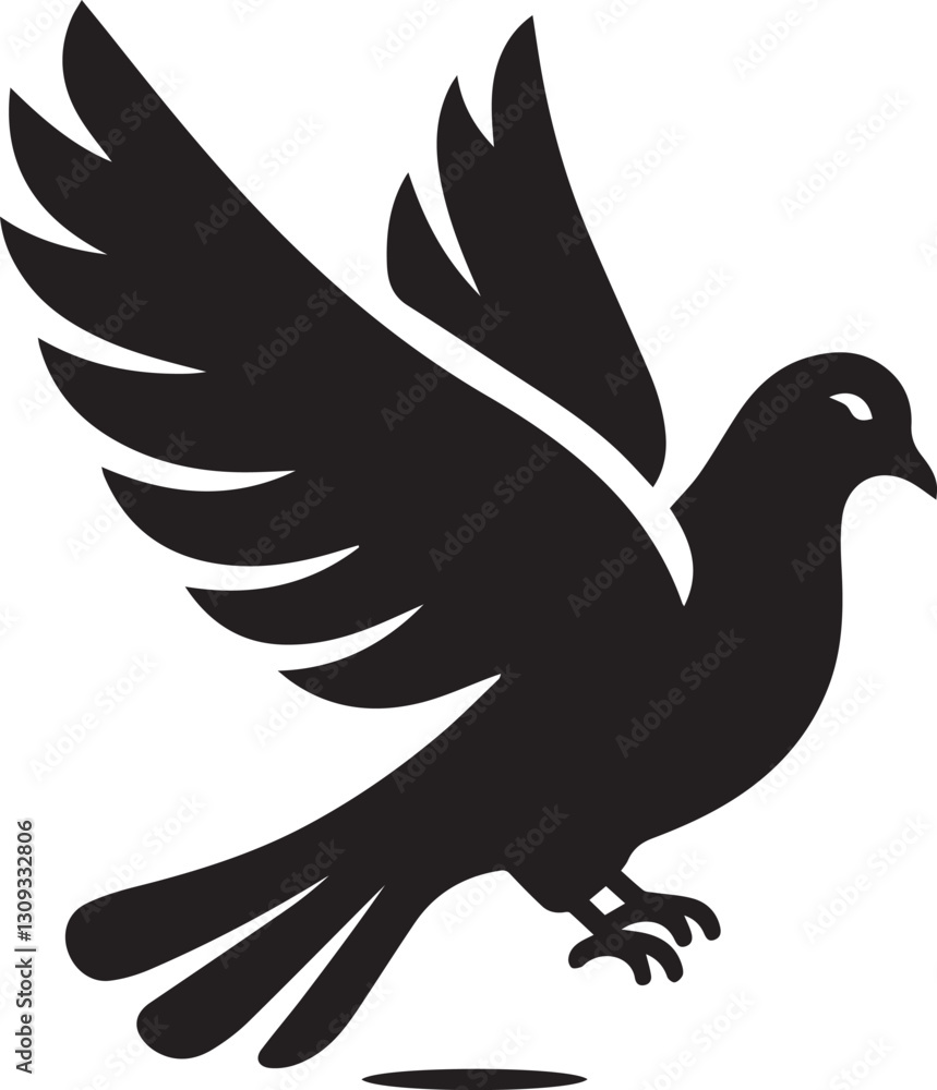 Fototapeta premium black dove bird clip art vector, dove bird silhouette vector, dove bird vector illustration, dove bird logo vector, dove bird vector icon, dove bird silhouette vector isolated on white background full